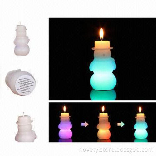 Male Snowman-shaped Real Smokeless Wax Candle, Really Change Colors When Lit